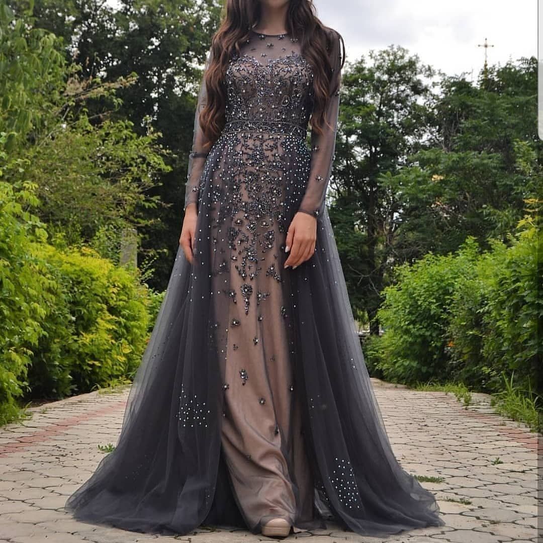 Großhandel Graue Perlen Luxus Abendkleider Lange Ärmel Mit Tüll Overkirts Besondere Anlässe Formales Kleid Prom Kleider Robe De Soirée Von Greatvip, Großhandel Graue Perlen Luxus Abendkleider Lange Ärmel Mit Tüll Overkirts Besondere Anlässe Formales Kleid Prom Kleider Robe De Soirée Von Greatvip,