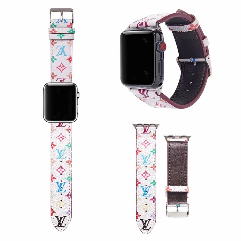 Louis Vuitton Apple Watch Band LV Multicolor Print Leather iWatch Band 7