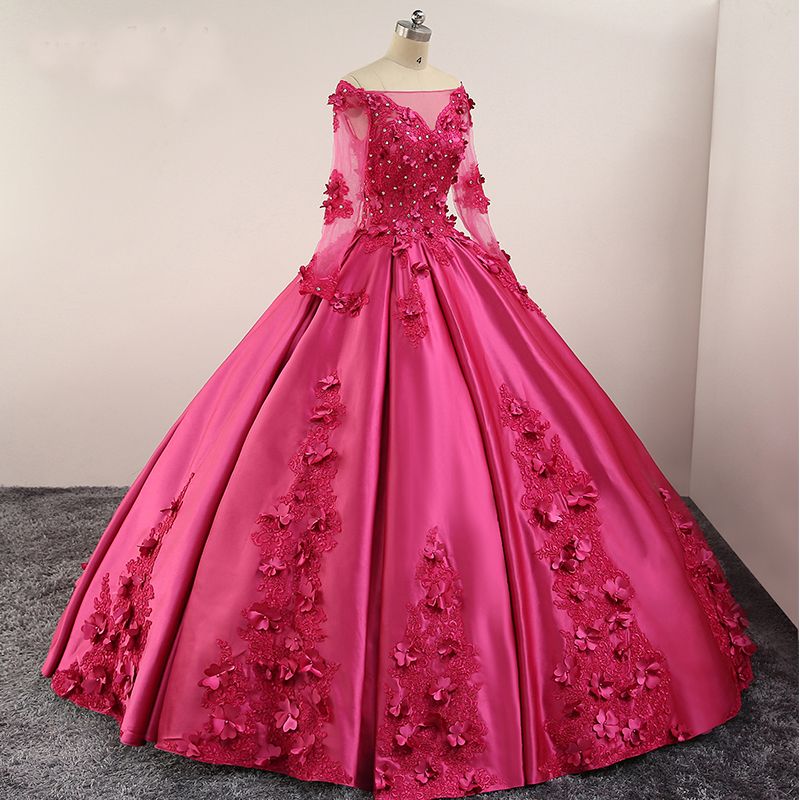 fuchsia pink ball gown