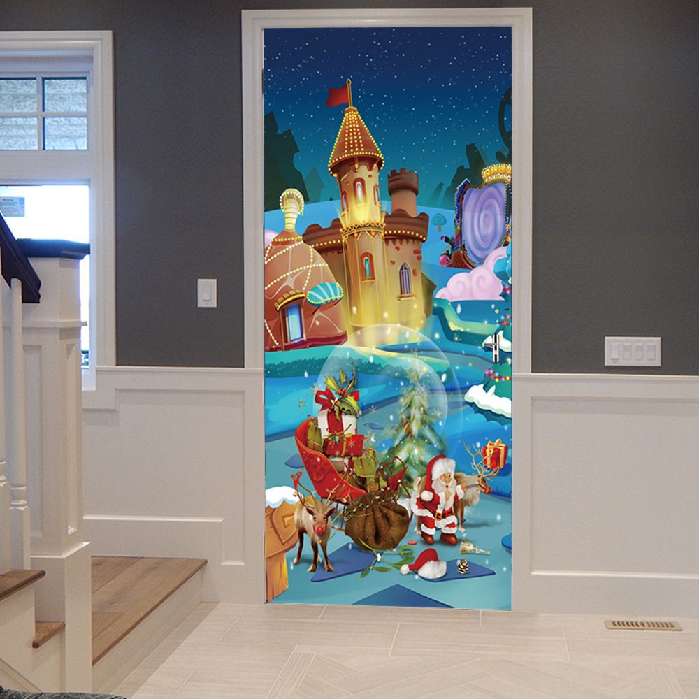 3d Cartoon Christmas Diy Door Decor Art Mural Home Design Pvc Wall Sticker For Kids Baby Room Door Christmas Decoration Poster Sticker On The Wall Sticker On Wall From Tanguimei 29 62 Dhgate Com