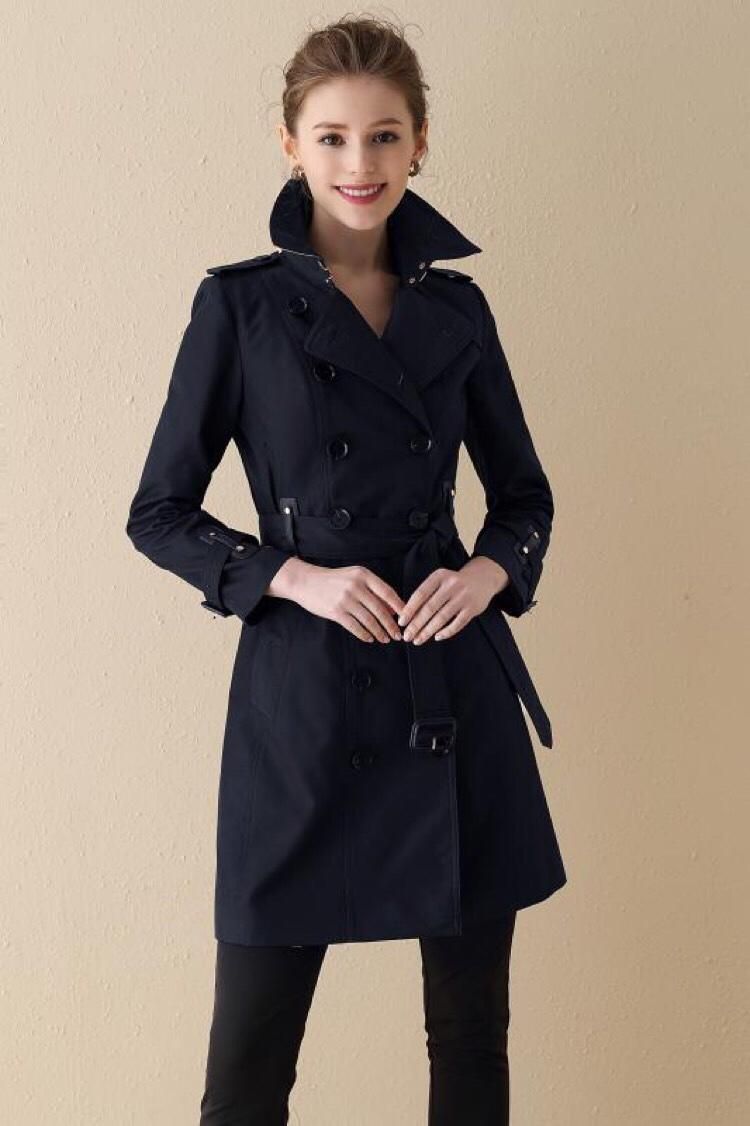 Fashion Women Lapel Long Trench Coat Jacket Overcoat Jacket Slim Fit Outwear
