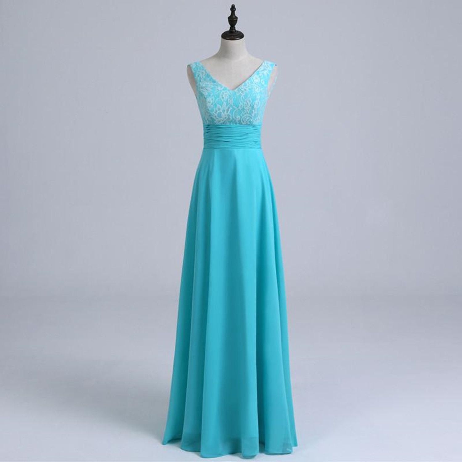 Turquoise Lace Chiffon Long Bridesmaid Dresses 2020 Wedding Party ...