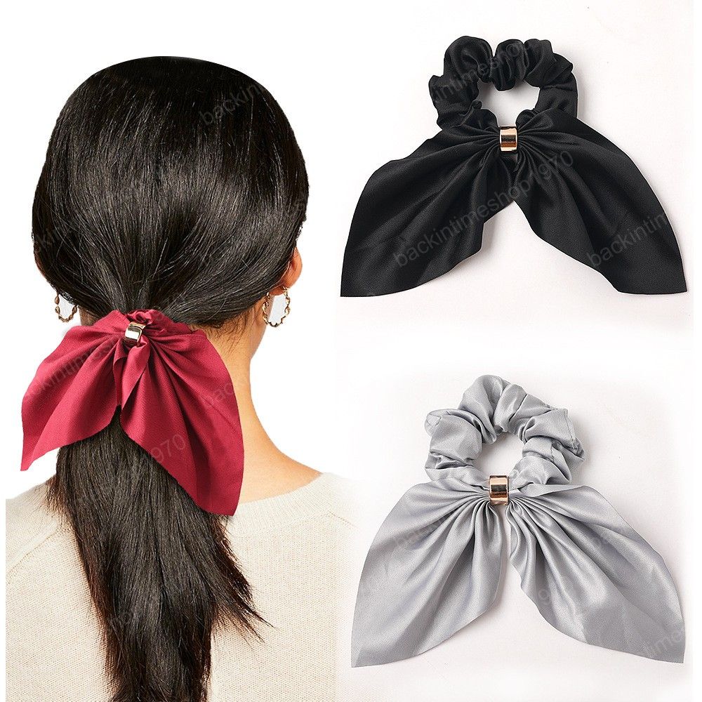 Bunny Ears Scrunchie Women Metal Ring Scrunchies Silk Ponytail Holder  Rubber Hair Ties Elastic Hair Bands Girls Hair Accessories From  Backintimeshop1970, $1.05 | DHgate Israel