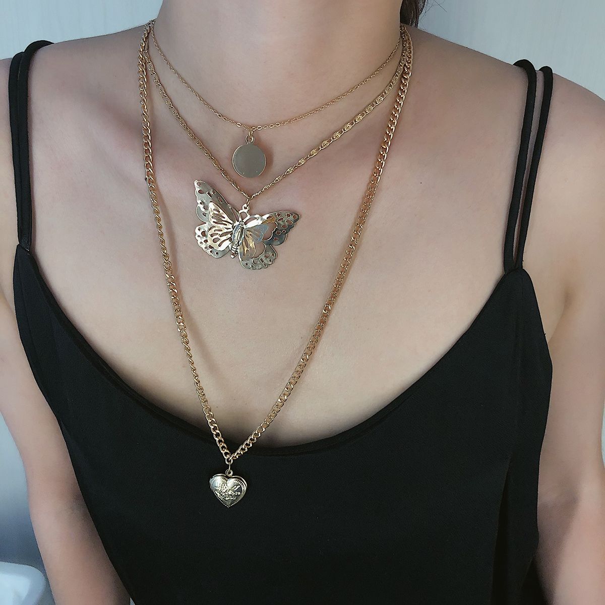 Download Multi Layer Hollow Butterfly Choker Necklace Elegant Flip ...