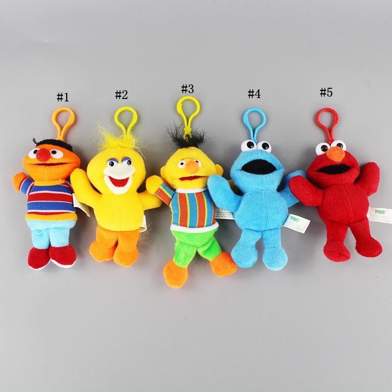 6pcs/1set  Sesame Street Plush dolls Little Elmo Doll Set New Key Chain 5''~7'' 