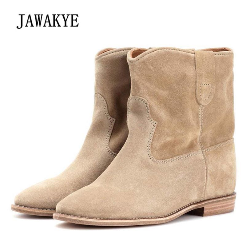 nude suede ankle boots