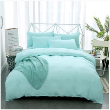 Hifuar Home Textile Light Blue Solid Color Bedding Set King Queen