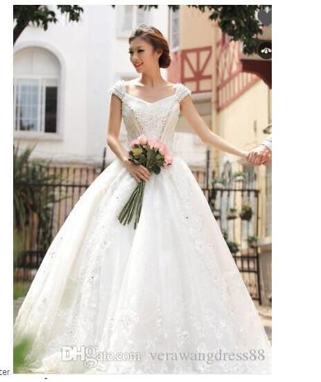 Princess Off The Shoulder Sequins Floor Length Ball Gown Wedding