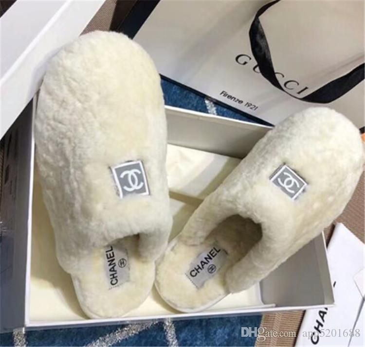 chanel fluffy slippers
