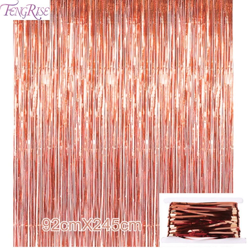 Fengrise 92 245cm Rose Gold Party Decoration Shimmering Foil Fringe Tinsel Door Curtain Wedding Birthday Photo Backdrop Supplies Nz 2019 From Totwo10