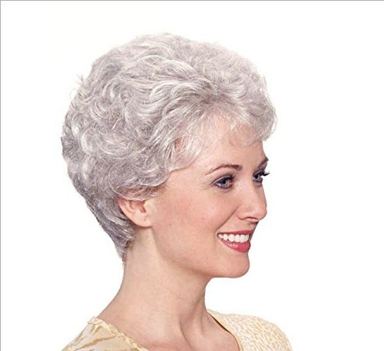 Women S Short Curly Hair Fluffy White Hair Wig Chemical Fiber Wigs