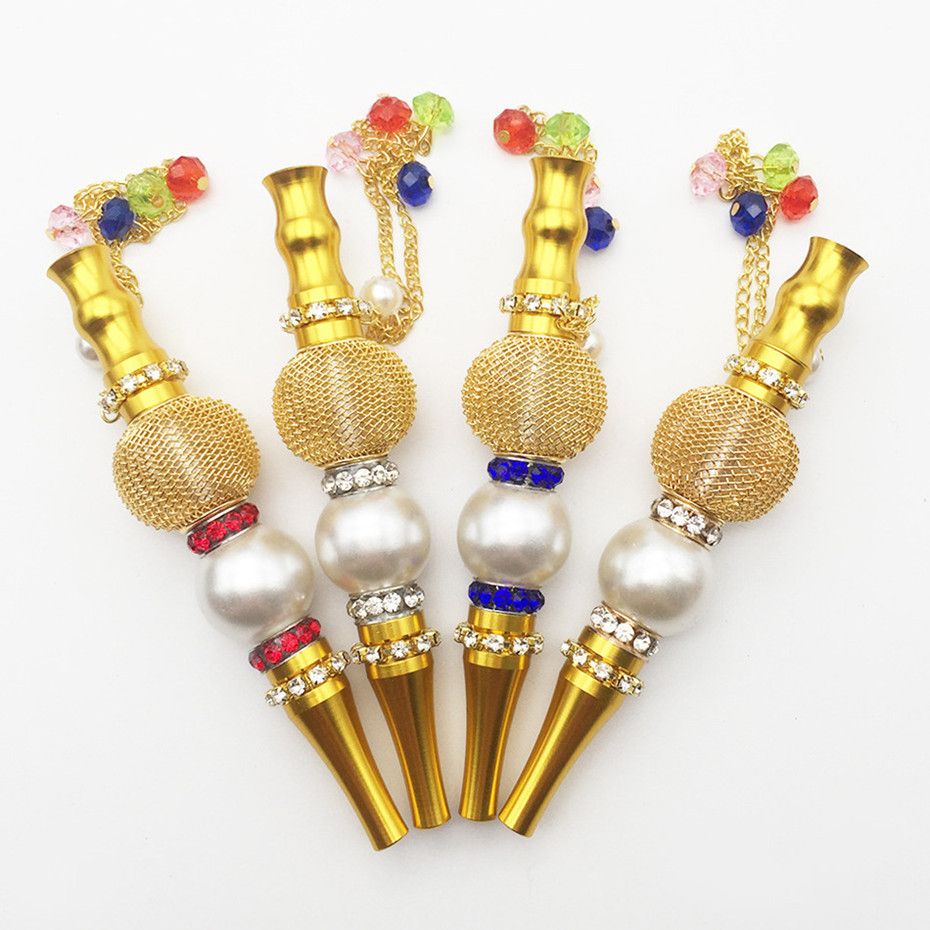 IN STOCK New Handmade Hookah Mouth Tips Metal Diamond Hookah Mouthpiece