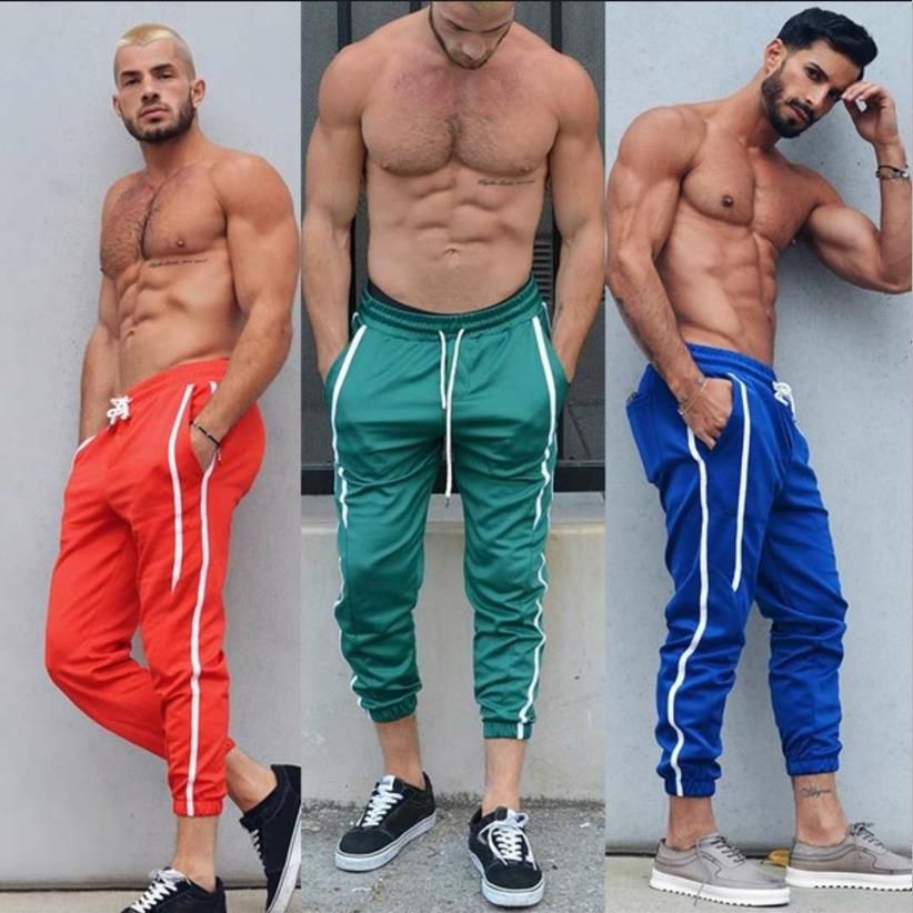 Compra Hiphop Pantalones Para Hombre De Color Caramelo GYM Fitness Jogger  Pantalones A Rayas Diseñador Pantalones Lápiz Ropa Deportiva Casual Barato  | Entrega Rápida Y Calidad | Es.Dhgate