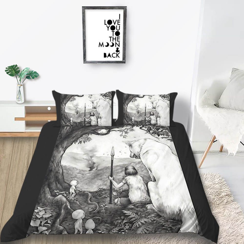 Primitive Bedding Set Double Size Black And White 3d Duvet Cover