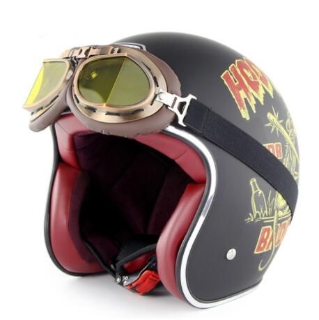 Acquistare Vintage Harley Casco Moto Casco Epoca Viso Aperto Con Occhiali  Casco Di Guida Economico | Consegna Veloce E Qualità | It.Dhgate