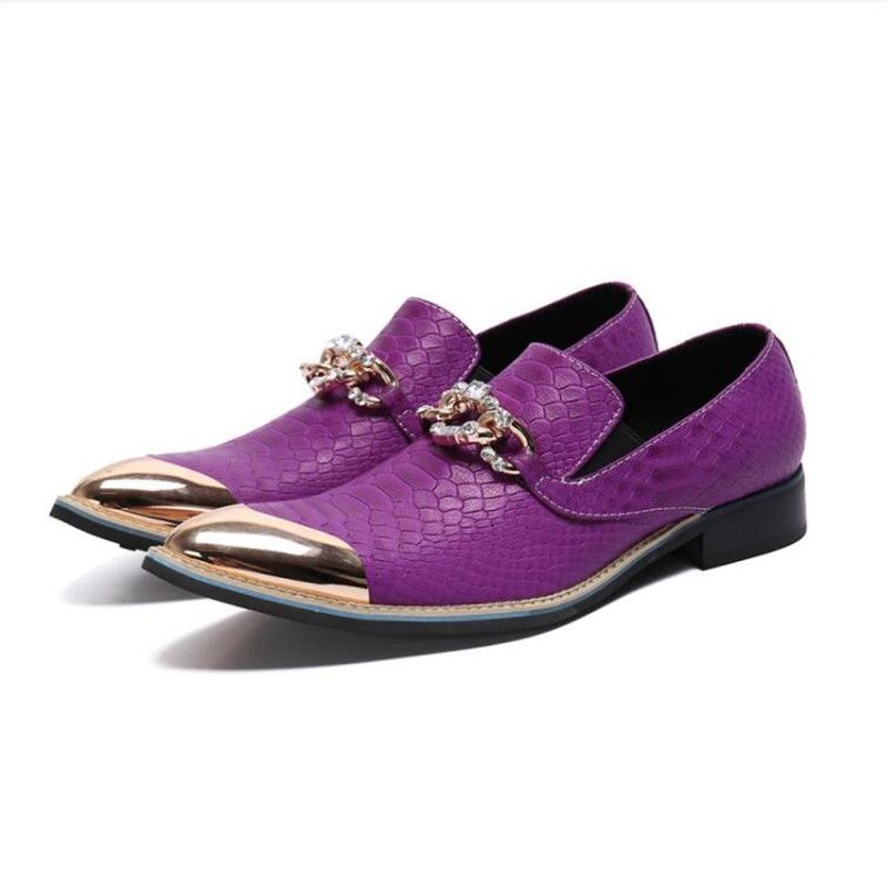 Compre Homens Da Moda Sapato Oxford De Couro Genuíno De Metal Toe Roxo  Vestido De Casamento Moda Homem Jantar Partido Sapato Plus Size Partido Masculino  Sapatos Formais Barato | Entrega Rápida E