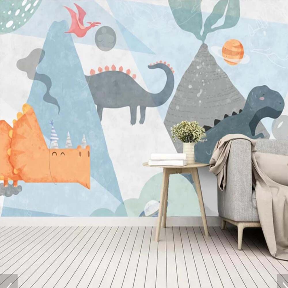 3d Carton Dinosaur Wallpaper Mural Print Photo Wallpaper For Kids Bedroom Wall Decor Art Wall Paper Star Volcano Painting Murals High Resolution