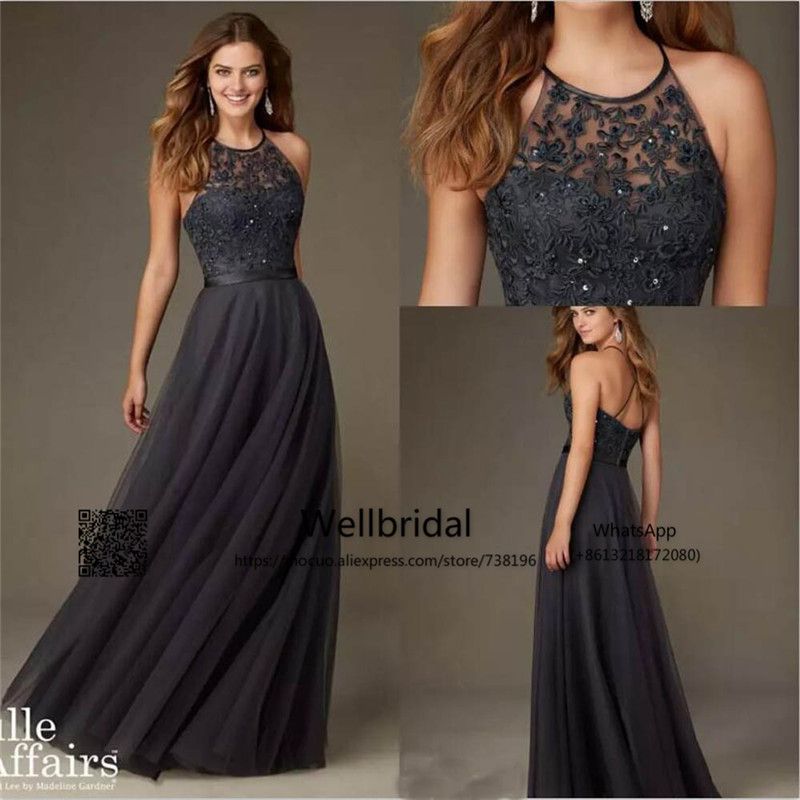 black grey wedding dress