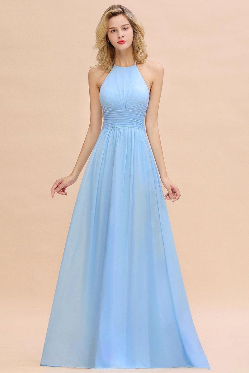 sky blue halter dress