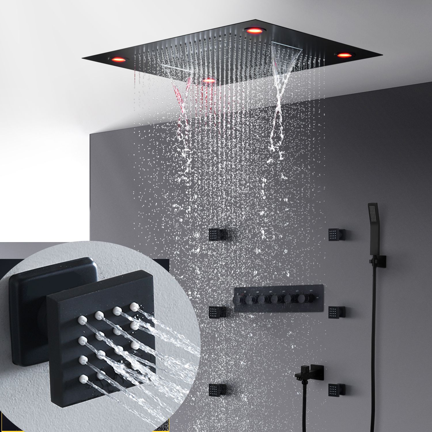 2020 Bathroom Shower Set High Flow Rainfall Waterfall Shower Head Big