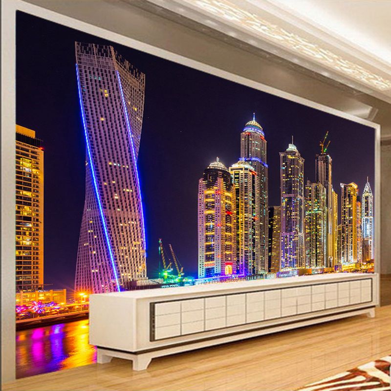 Dropship Custom 3D Photo Wallpaper Dubai Night View City Building Wall Mural Wall Papers Home Decor Dropship Custom 3D Photo Wallpaper Dubai Night View City Building Wall Mural Wall Papers Home Decor