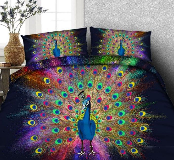 3d Peacock Bedding Comforter Set Quilt Duvet Cover Cal Super King
