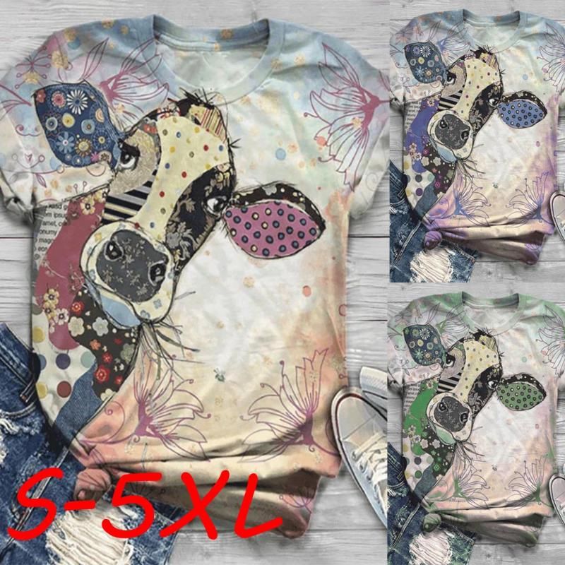 Blusa Más El Tamaño De Las Mujeres De Manga Corta 3d Animal Blusa Más El Tamaño De Las Mujeres De Manga Corta 3d Animal