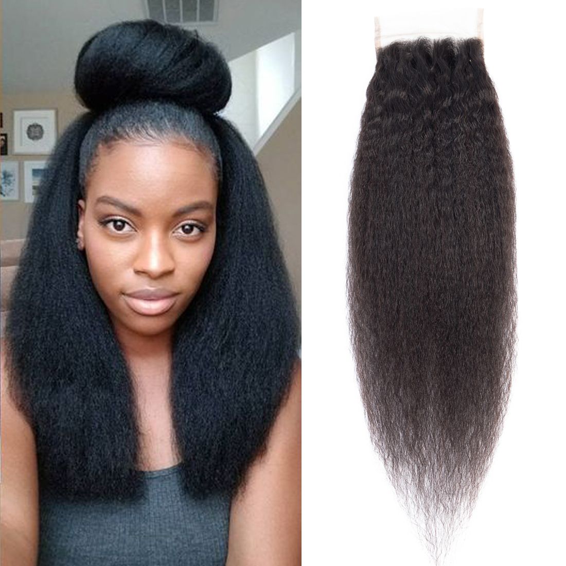 2020 Dressmaker Kinky Straight Free Part 4x4 Lace Closure