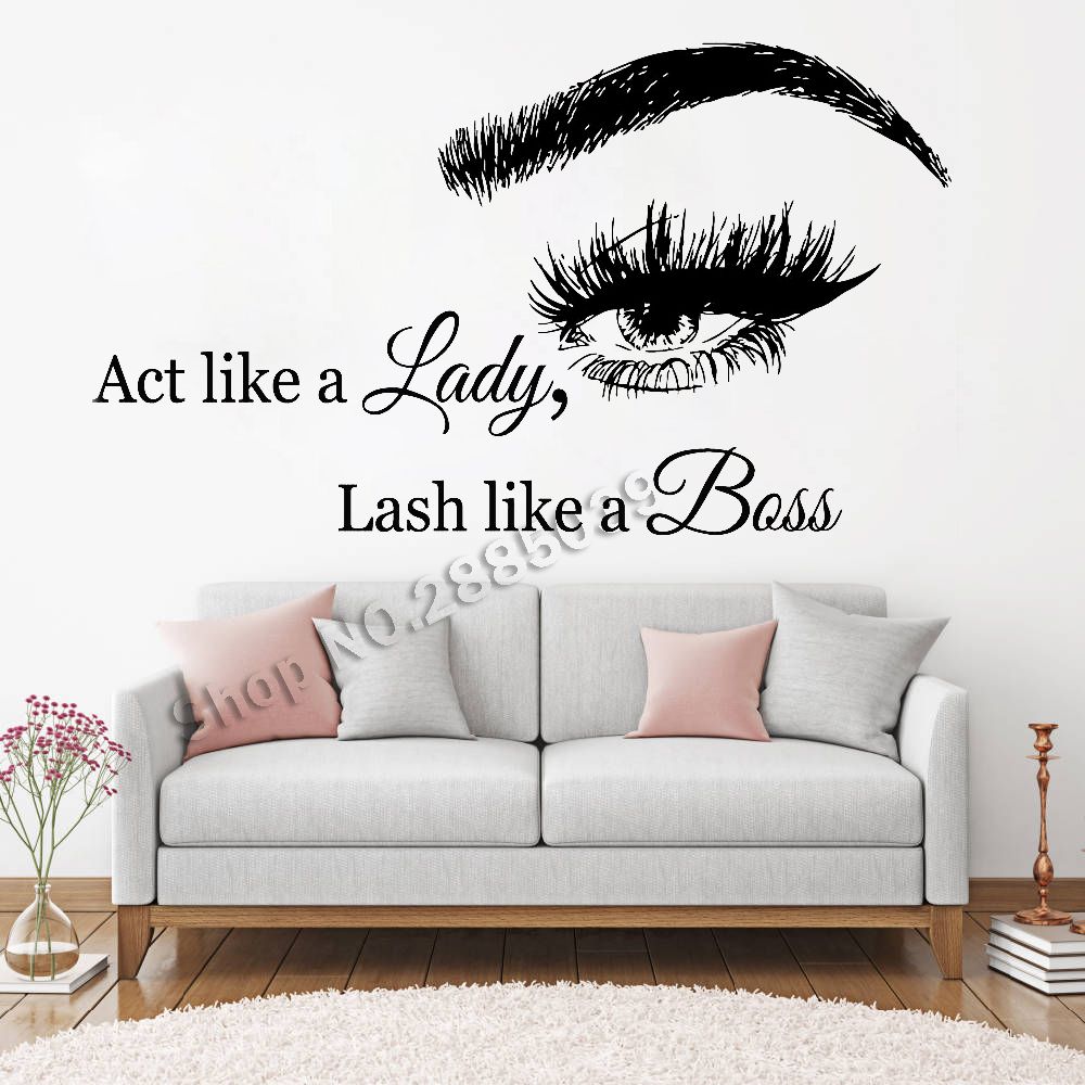 Eyelash Decals Wall Decal Butterfly Window Sticker Beauty Salon Lashes and Brows