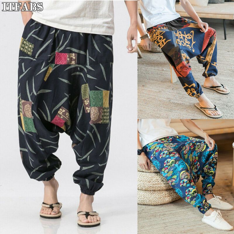 Compra Pantalones De Harén De Moda Para Hombre Pantalones Anchos Sueltos  Anchos Yoga Casual Hippie Holgado Ali Baba Pantalón 2019 Nuevo Barato |  Entrega Rápida Y Calidad | Es.Dhgate