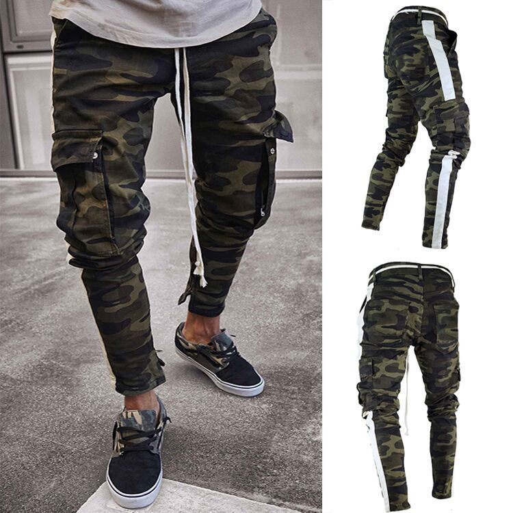 Compra Hombres S Designer Jeans Camuflaje Verde Negro Bolsillos A Rayas  Cremallera Lápiz Biker Jean Pantalones Barato | Entrega Rápida Y Calidad |  Es.Dhgate