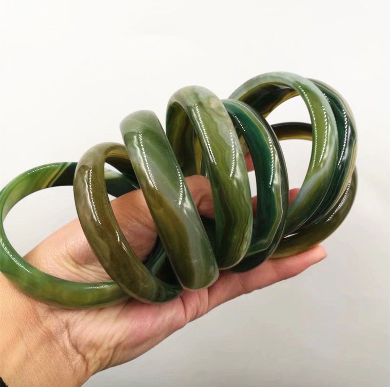 New Only One Genuine Natural Green Jade Bangle Bracelet Big Size 68 Mm