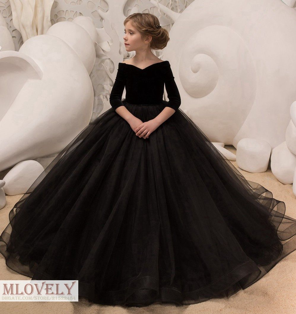 Black Princess Ball Gown Kids Pageant 