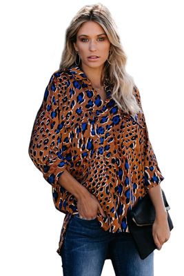 Modelo Moderno Mujeres Del Estilo La Blusa De Leopardo Camisas De Manga Larga A Su Vez Blusas De Cuello Hacia Abajo Para Primavera Y Verano Forman La Blusa De 25,26 € | DHgate