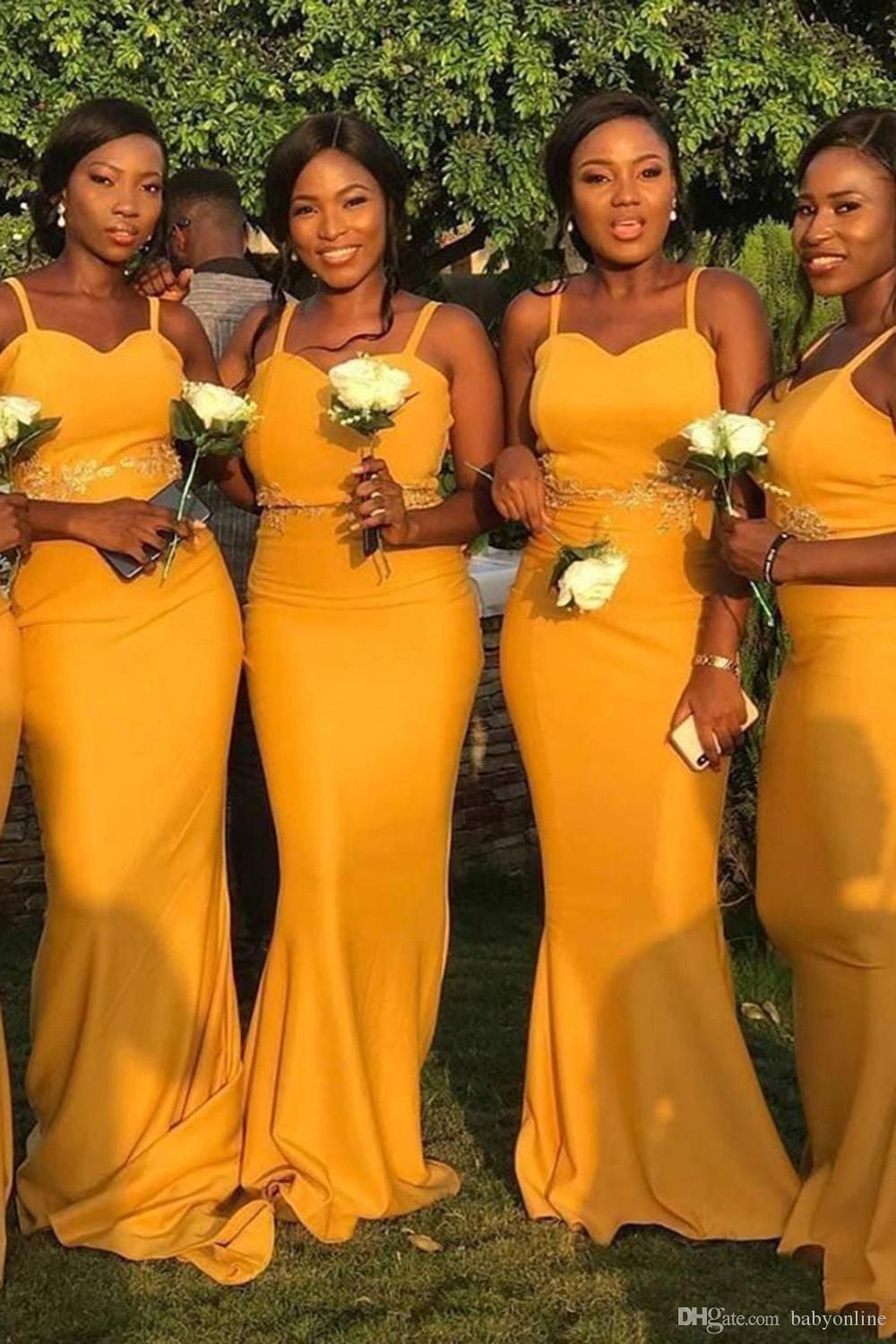 yellow mermaid bridesmaid dresses