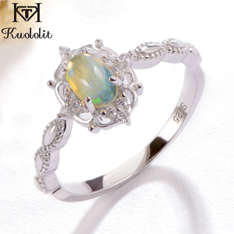 Natural White Fire Opal 925 sterling silver Gemstone Ring Womens Wedding Jewelry
