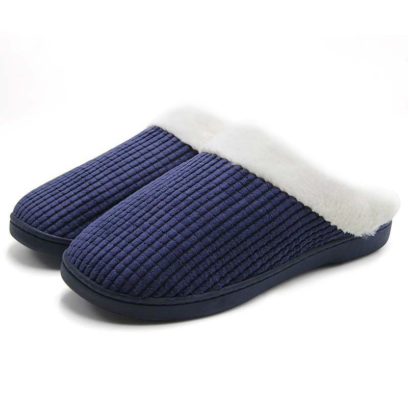 Winter Indoor Striped Designer Casual Comfortable Flock Slippers