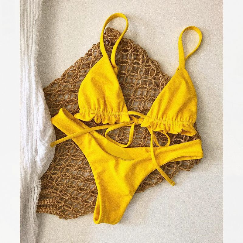yellow high waisted bikini set