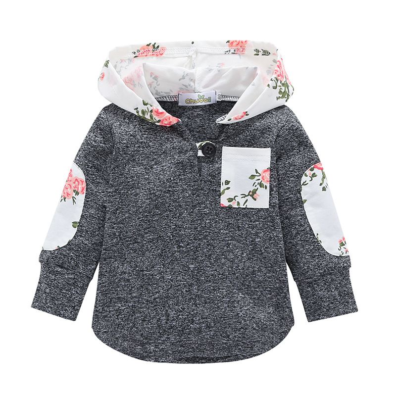 Sudaderas con capucha para niños Sudadera para bebés Niños Niñas Floral de manga larga