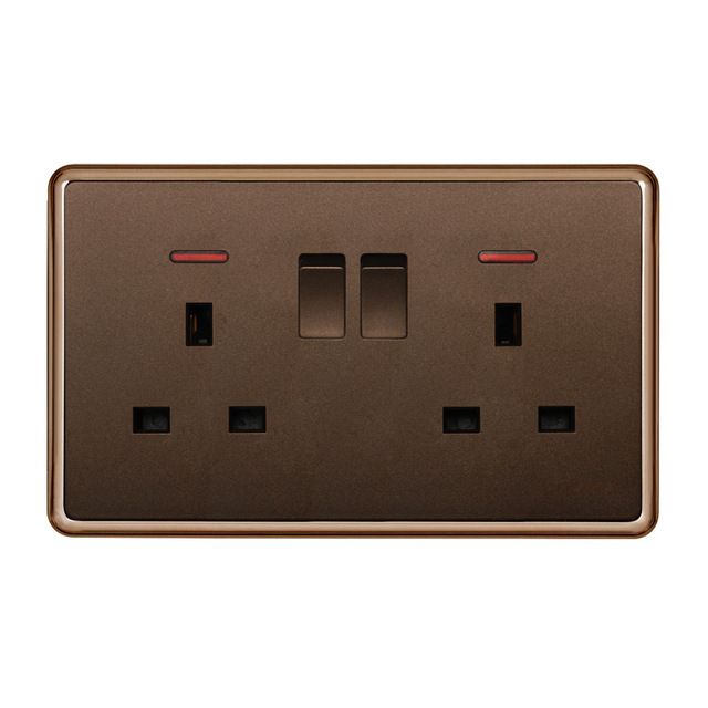 Buy Best And Latest BRAND UK Standard Brown Color Double 13A Wall