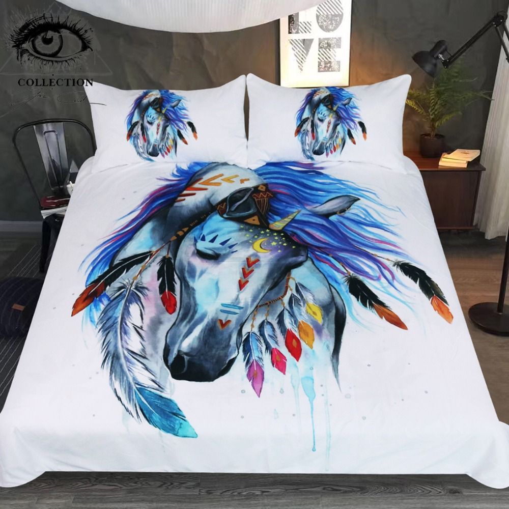 Pferd By Pixie Cold Art Bedding Set Tribal Horse Duvet Cover