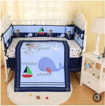 New Brand Baby Cuna Quilt For Boy Crib Bedding Set Happy Ocean