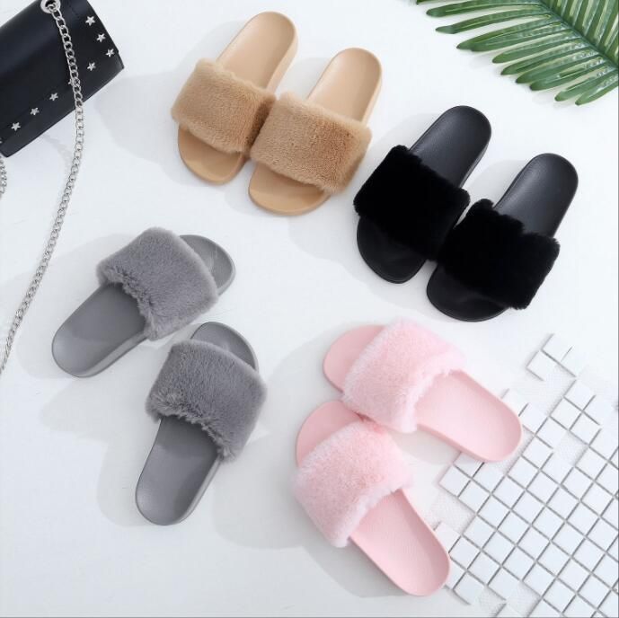 mens fluffy sliders