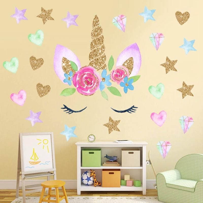 Colorful Flower Animal Unicorn Wall Sticker 3d Art Decal Sticker