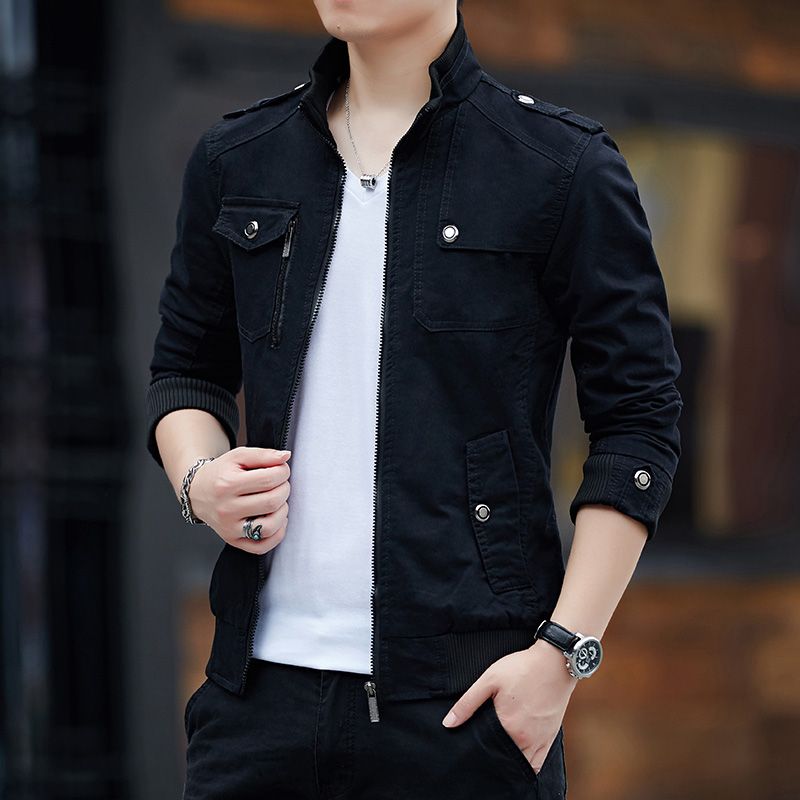 Chaquetas para hombre de Carga Nueva Moda bombardero hombre sencilla Estilo Británico cálido chaqueta a