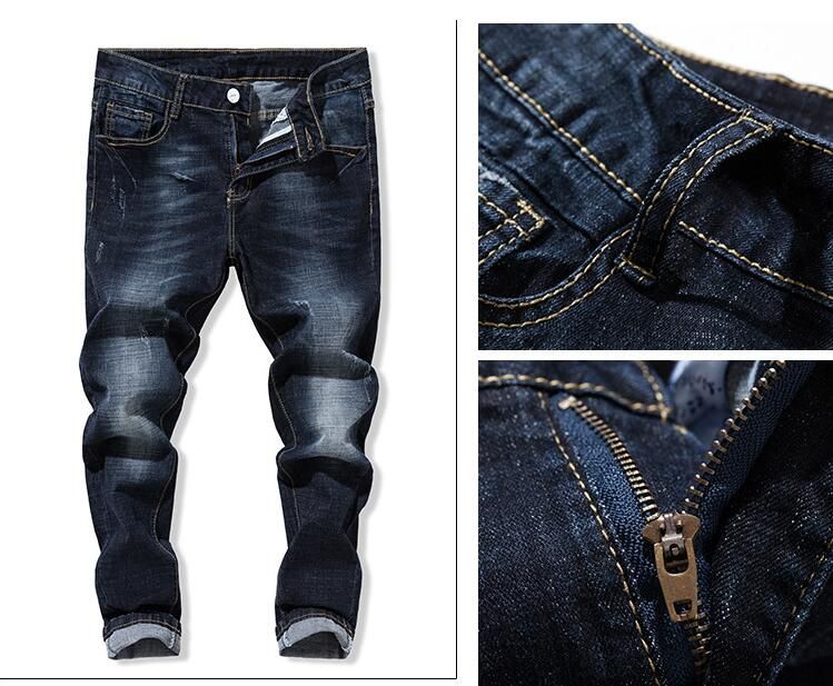 2018 nuevo otoño invierno Denim hombre ocasional delgado delgado Jean hombre estiramiento recto
