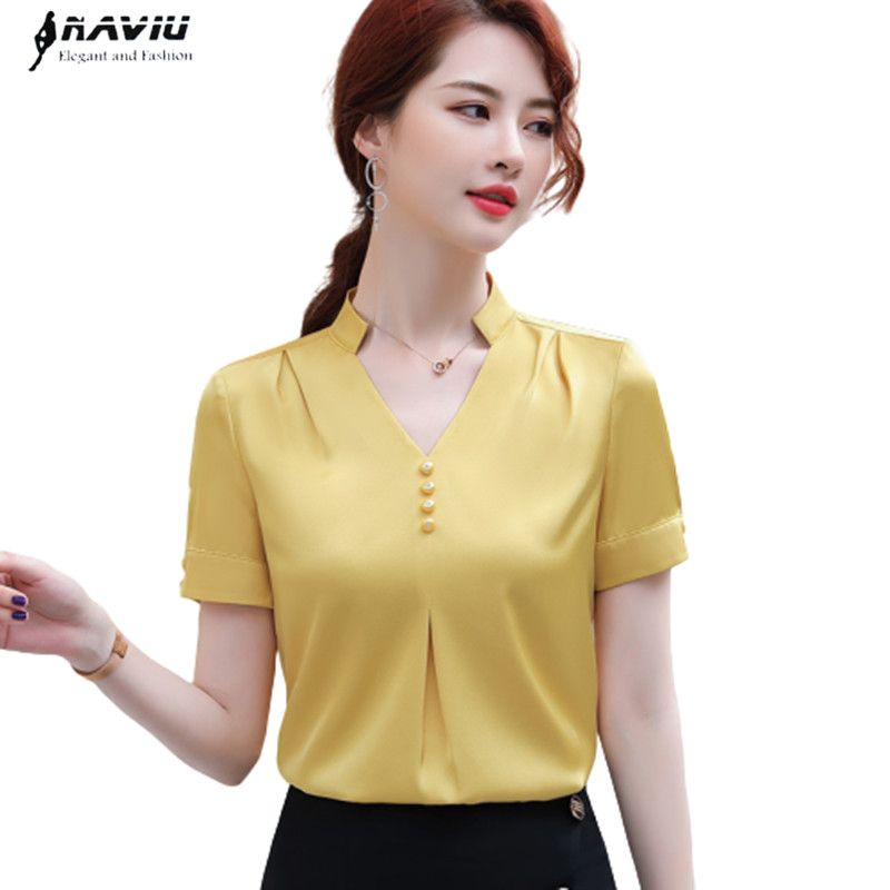 yellow silk blouse ladies