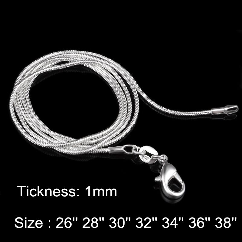 Handmade 925 Silver Snake Pendant Necklace Jewelry DIY Accessories