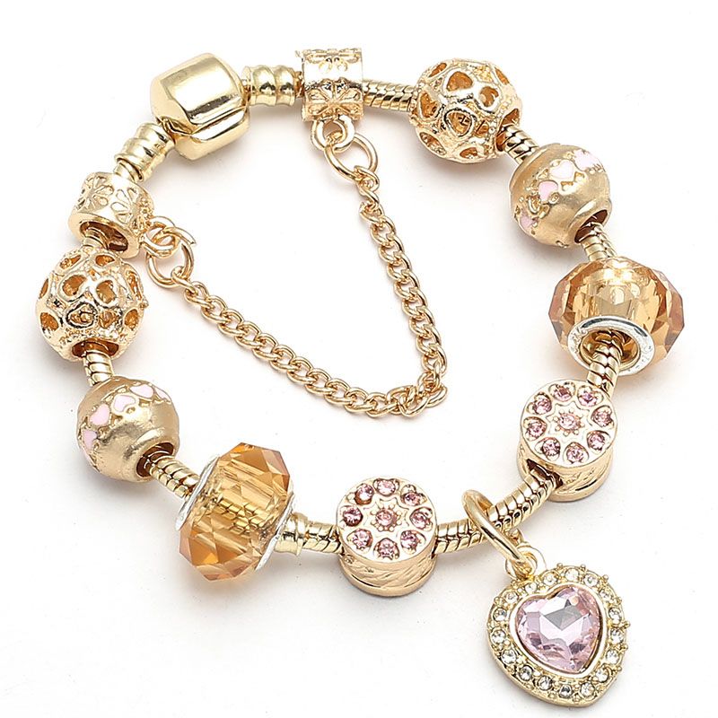 Luxurious Plated Gold Charms Bracelet For Crystal Fit Pandora ... Luxurious Plated Gold Charms Bracelet For Crystal Fit Pandora ...