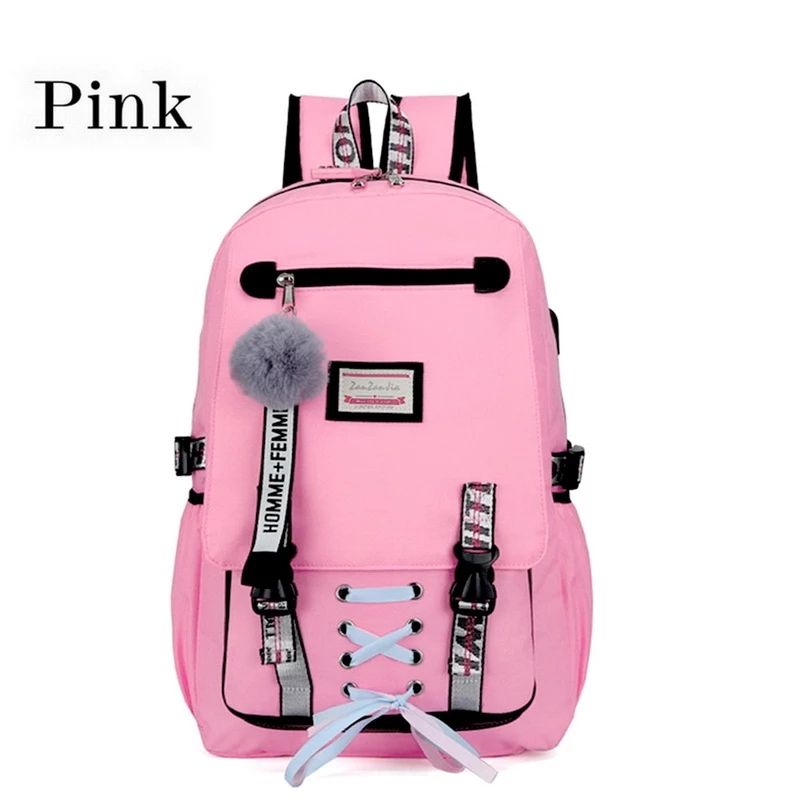 2019 escolares de marca de diseño para niñas adolescentes usb con cerradura mochila antirrobo mochila para mujer mochila grande para escuela secundaria ocio juvenil universidad
